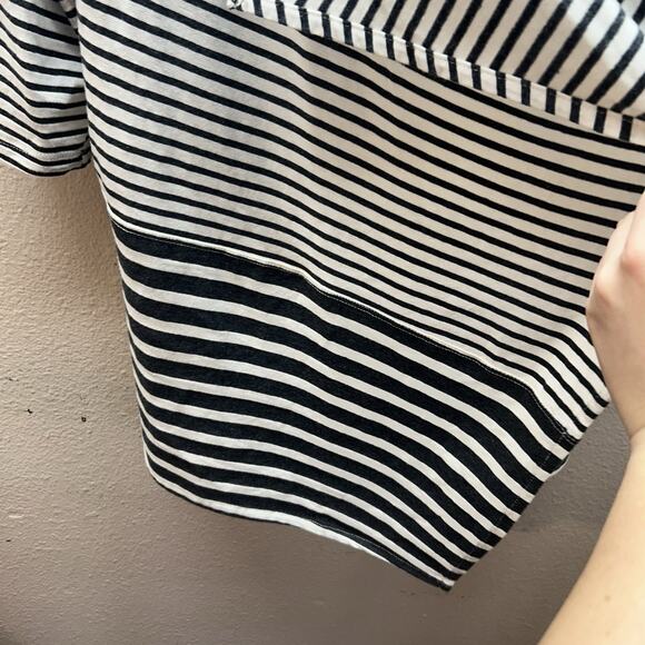 Parsley And Sage Cardigan Large Minimalist Open Drape Waterfall White Striped - Picture 5 of 7